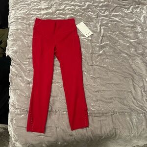 Stylish Red Leggings with Stud Detail